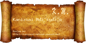 Kanizsai Mátyás névjegykártya